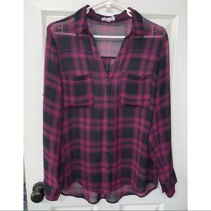 Express Sheer Plaid Portofino Shirt